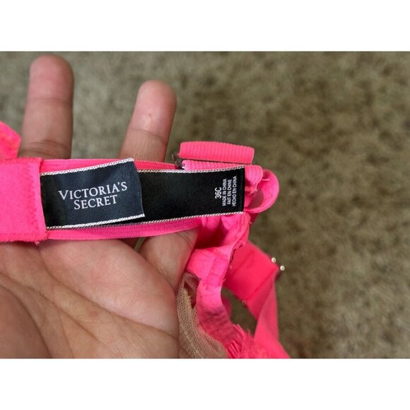 VICTORIA’S SECRET Neon Hot Pink Lace Garter Slip Corset Sexy Feminine Club 36C - Picture 3 of 7